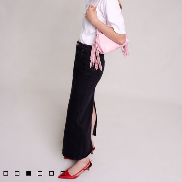 Maje black denim maxi skirt with a slit in the back - size 36 (S) - Picture 2 of 12